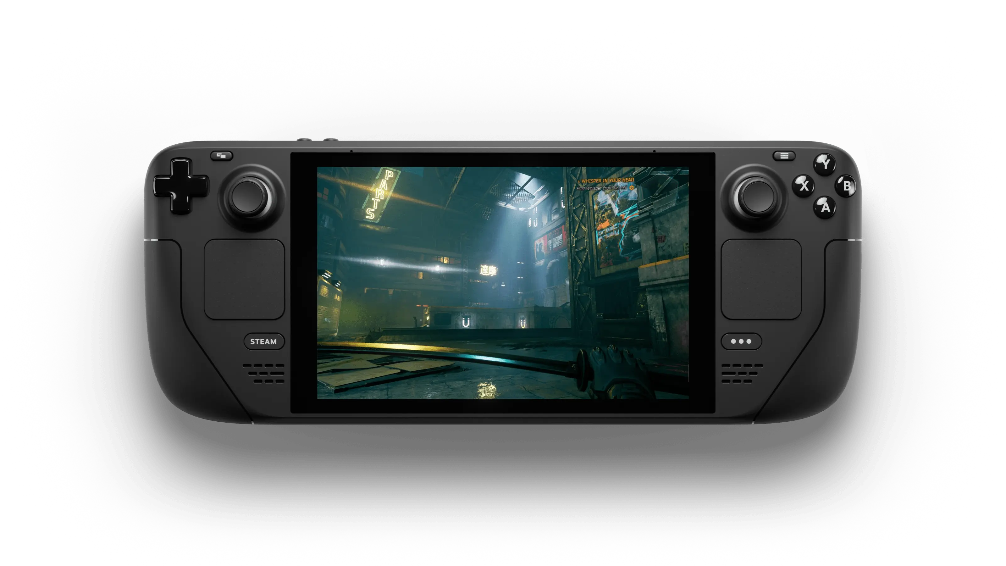 Valve Steam Deck handheld gaming device.